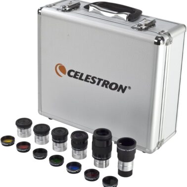 Celestron Eyepiece, Barlow & Filter Telescope Accessory Kit – 1.25" Barrel | 14 Essential Telescope Accessories, 5 Plossl Eyepieces, 2x Barlow, 7 Colored & Moon Filters, Includes Premium Metal Case